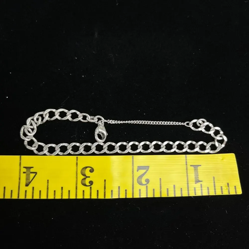 James Avery Sterling Silver Textured Curb Charm Bracelet Safety Chain 7